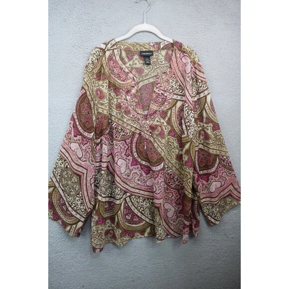 Lane Bryant 3/4 Wide Sleeve Sheer Tunic-Beaded-Sequins-Size 22/24-BOHO - Picture 1 of 13